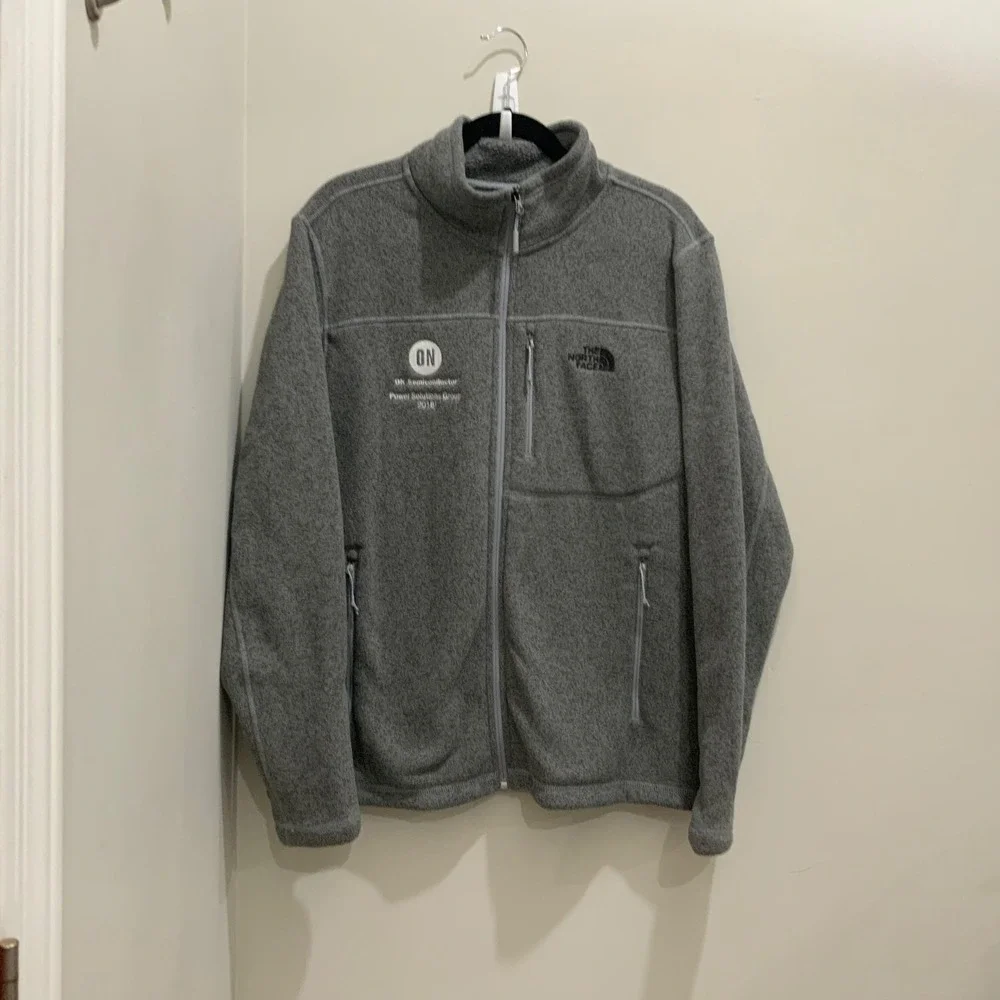 The North Face Gordon Lyons Full Zip Fleece Jacket Gray Mens Large Heathered